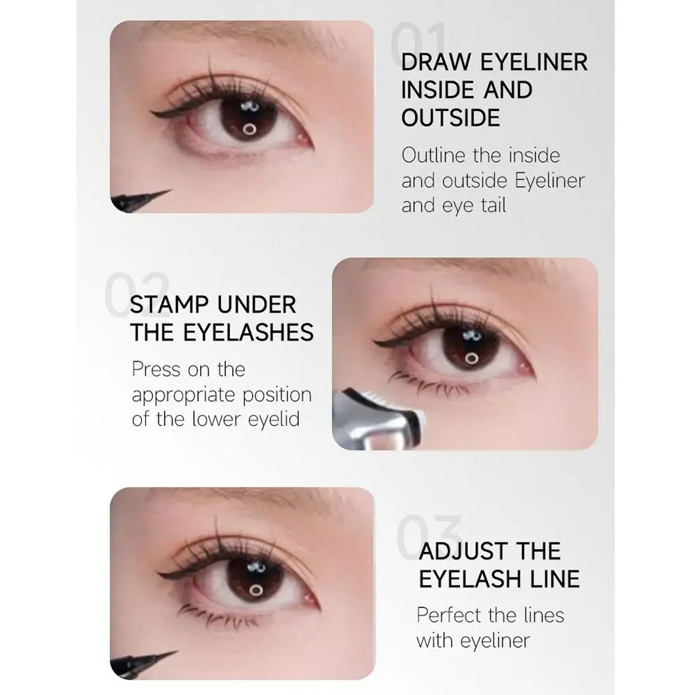 3-in-1-Stempelstift für untere Wimpern, schweißfest, wasserfest, Wimpernstempel, flüssiges Eyeliner-Set, langlebig, Schwarz/Braun