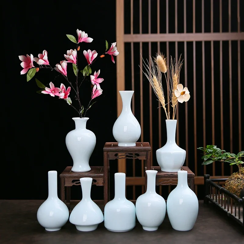 

Misty blue ceramic vase hydroponic dried flowers flower arrangement small vase living room flower arrangement decoration crafts