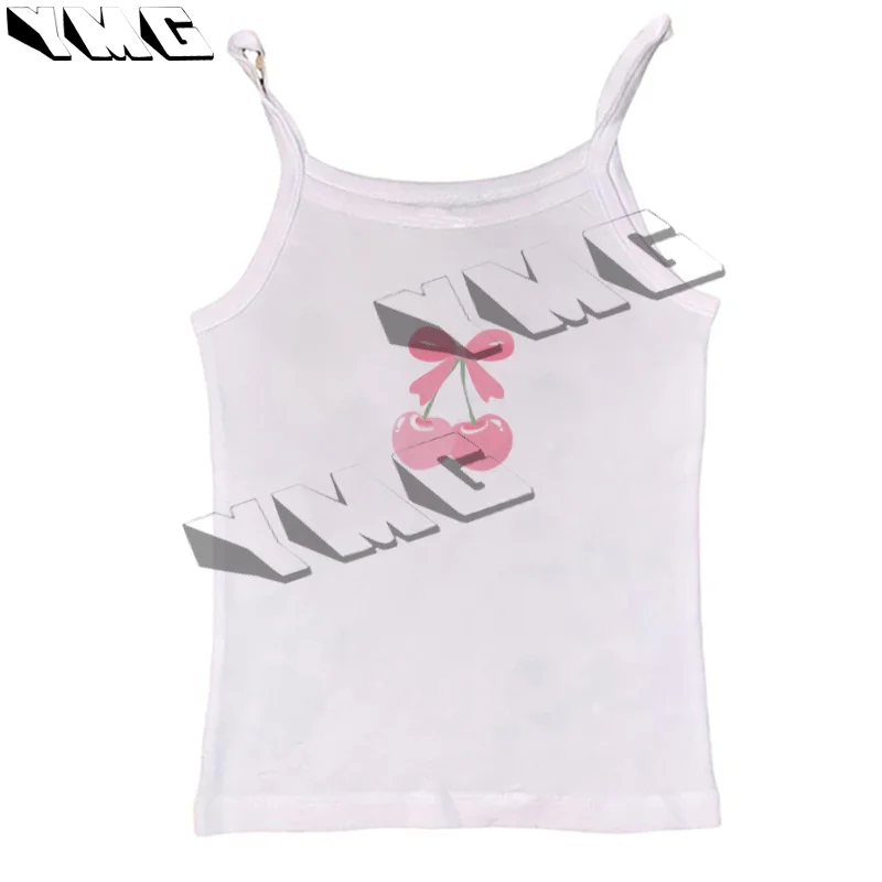 Y 2K Roze Kersenprint Korte Top Harajuku Baby T-Shirt Straat Kleding Korte Mouw T-Shirt Punk Retro Gothic Patroon Emo Meisje