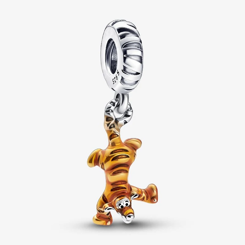 

2025 Hot Sale Charms Bead 925 Sterling Silver Tigers performing acrobatics Dangle Fit Bangle Bracelet Necklace DIY Jewelry