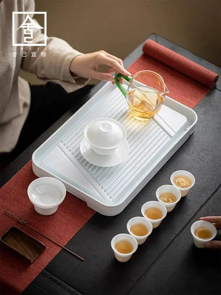 White Porcelain A Jade-Like Texture, High-End Kung Fu Tea Set For Home Use, Three-Piece Ceramic Bowl With Lid