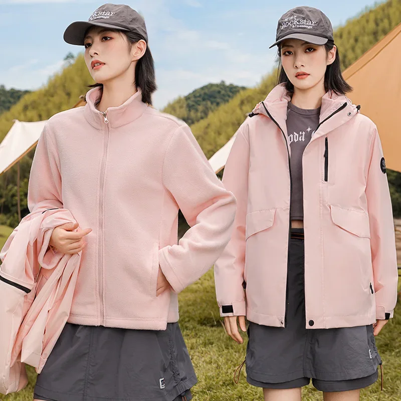 PinkyIsBlack 2024 New 3-in-1 Outdoor Jacket Women Clothes Detachable Two-piece Lightweight Windproof Hiking Winter Cotton Jacket