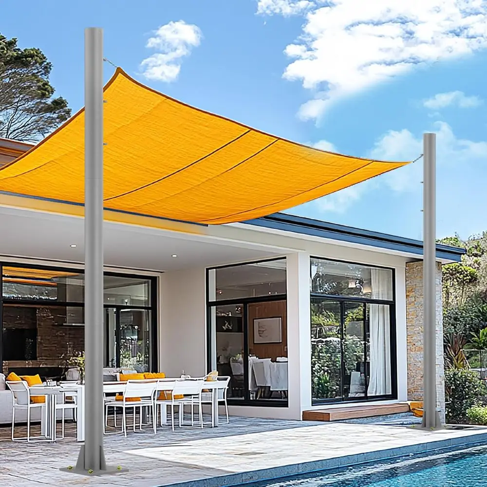

2 Pack Sun Shade Poles, 10 T Outdoor Sun Shade Poles or Deck, 2.4" Diameter Steel Heavy Duty Shade Pole Kit or Outdoor Terraces,