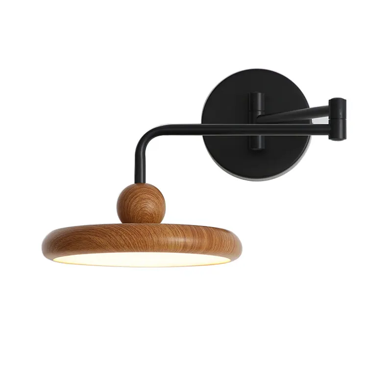 Retro Movable Retractable Wall Lamp American Creative Wood Grain Corridor Lamps European Bedroom Headboard Wall Light