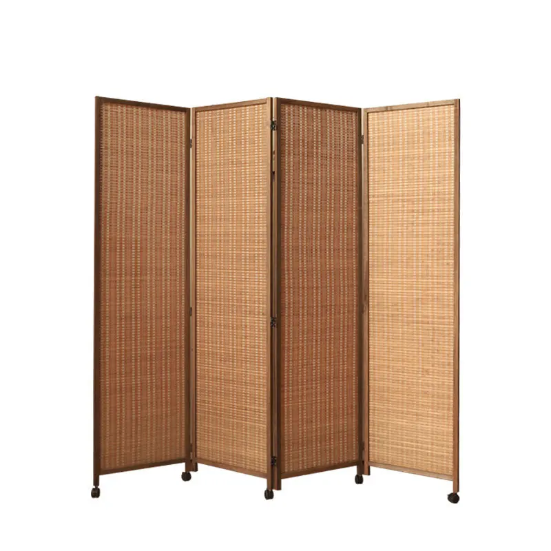 

Sliding screen partition living room simple pulley entrance Japanese retro removable folding room bedroom curtain