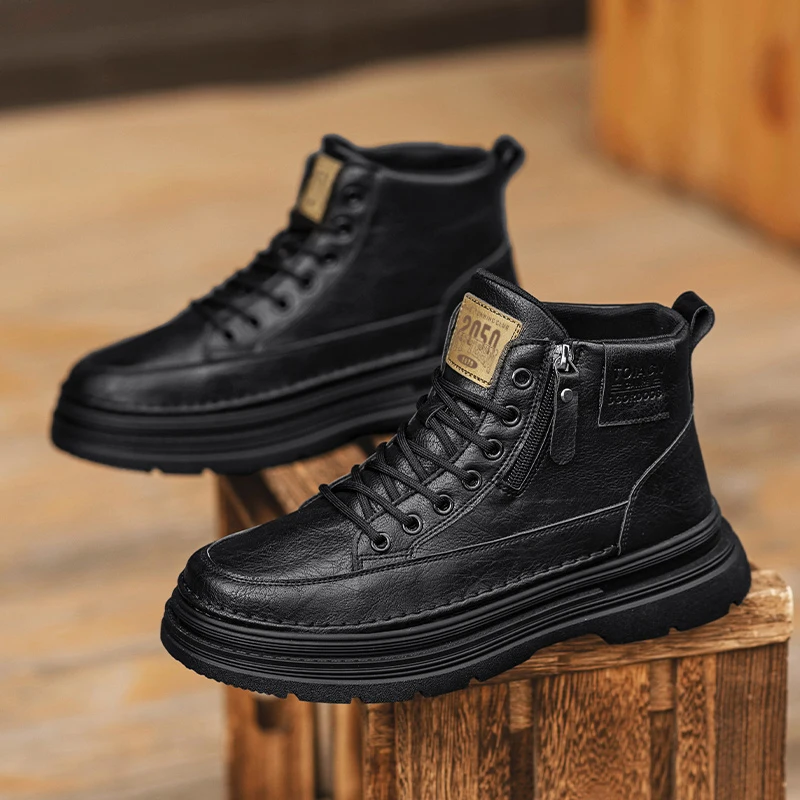 

Новые высокие ботинки, повседневные модные противоскользящие легкие и удобные ботинки на толстой подошве, увеличивающие рост, ретро-рабочие ботинки