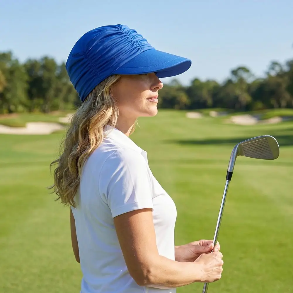 Wide Brim Women Sun Hat Elastic Fit UV Protection Cooling Visor Cap Adjustable Strap Breathable Summer Baseball Cap Exercise