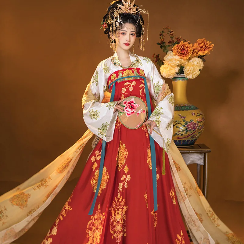 Hanfu Женская юбка в старинном стиле супер фея в китайском стиле Хань элемент рубашка с большим рукавом шелковое женское платье ханьфу