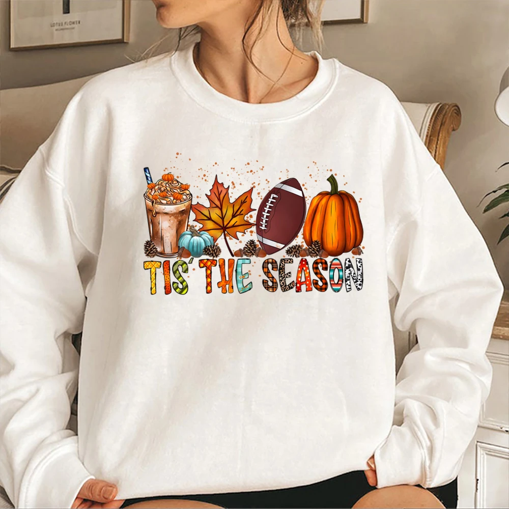 

Women Fall Sweatshirt Tis The Season Pumpkin Football Coffee Hoodies Game Day Fall Season Hoodie Vintage Aesthetic Sweatshirts