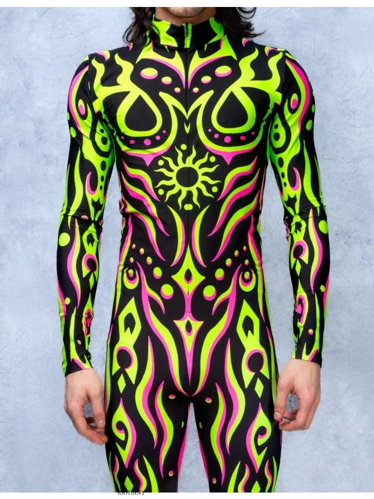 

Couple 3D Digital Printing Sexy Snake Punk Jumpsuit Halloween Festival Party Stage Performance Cosplay Costume Stretch Tights