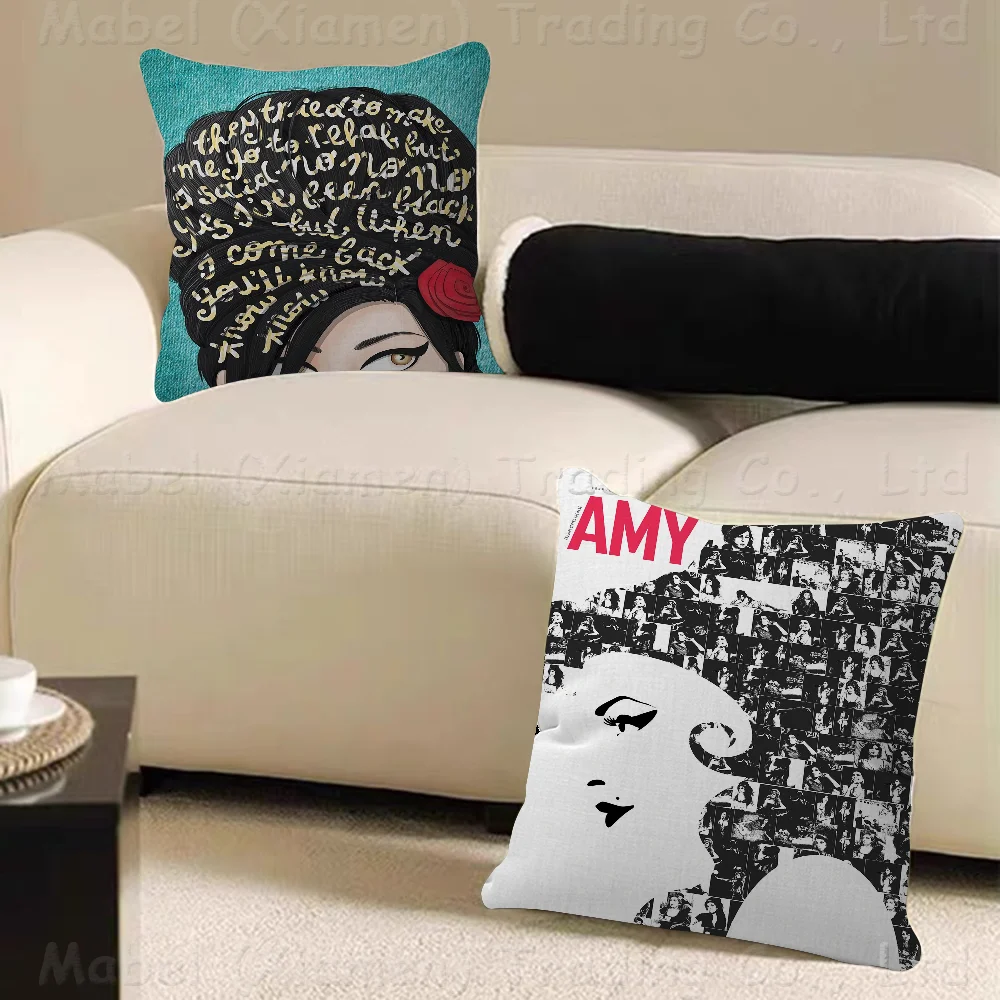 Vintage Of Famous British Jazz Singer Amy Winehouse Pillow Cushion Cover Pillowcase Living Room Sofa Home Decor Customized