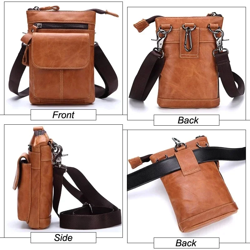 Herren Hüft taschen Echt leder Mann Brusttasche Reise Gürtel tasche Fächer große Kapazität Telefon Geldbörse Mini Hip Pack