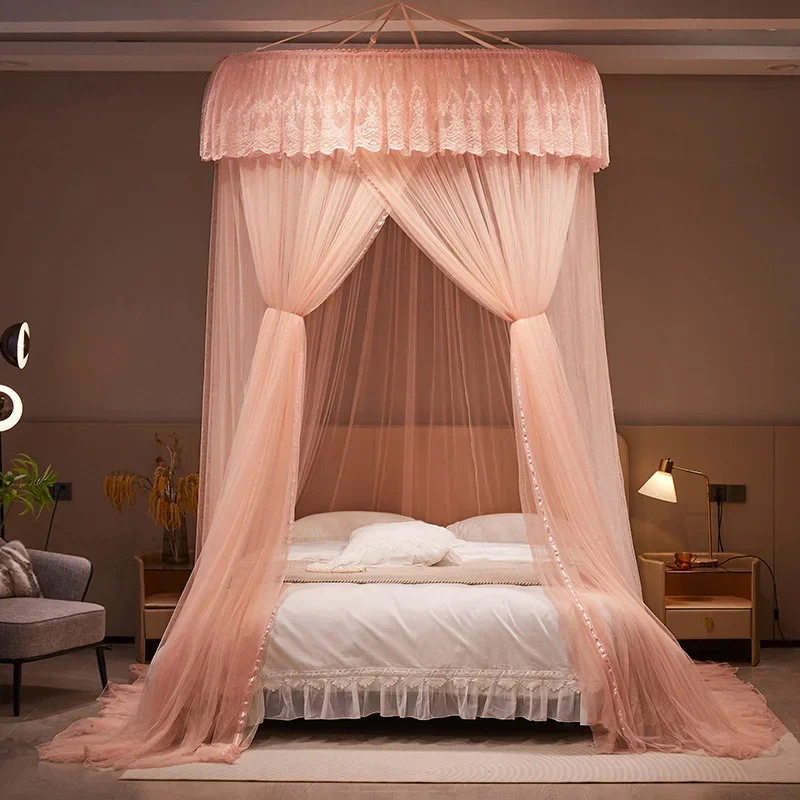 1.5M Lace Large-Diameter Dome Mosquito Net Elegant Encrypted Mesh Insect Proof Bed Curtain Three Door Universal Tent Gauze