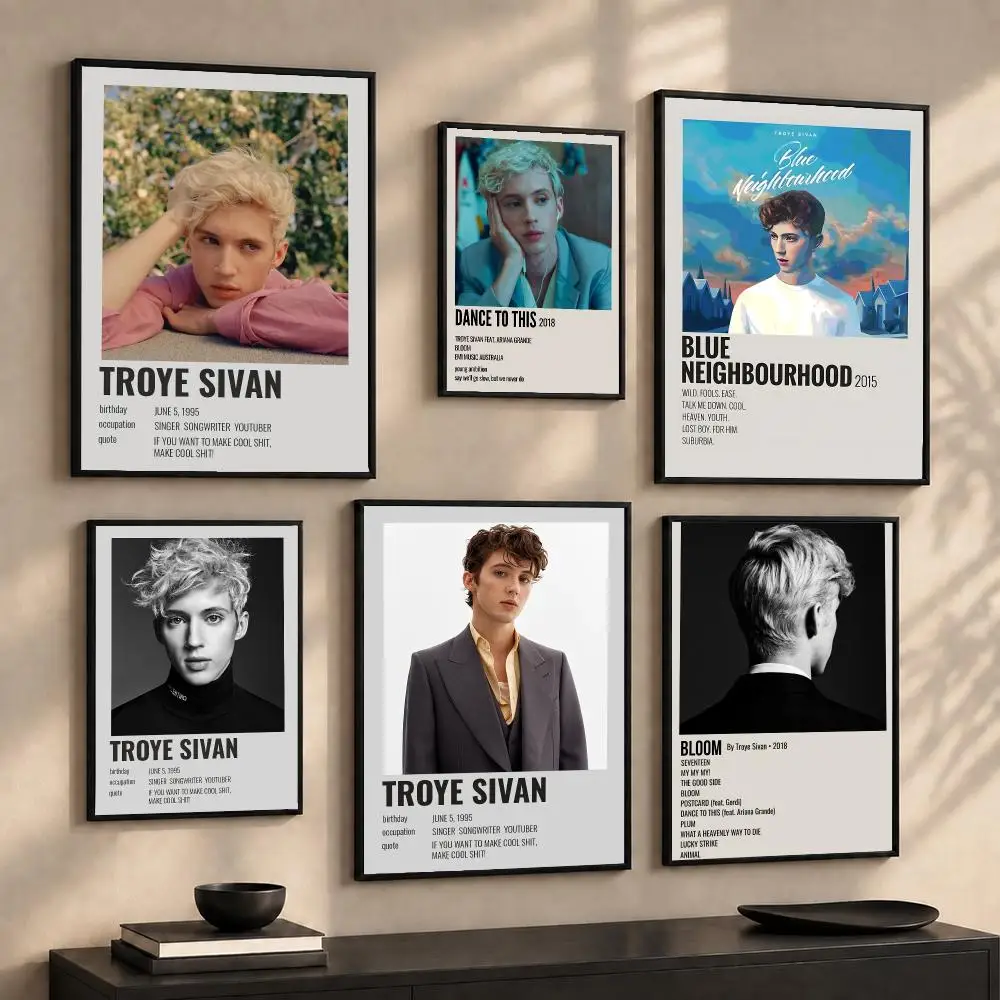 Popular Pop Singer T-Troye S-Sivan Poster Wall Art Print Sticker for Bedroom Living Room Dorm Office Modern Home Decor Gift