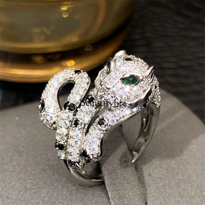 

High-end sense diamond-set leopard fashion personality light luxury temperament micro-inlaid zircon accessories