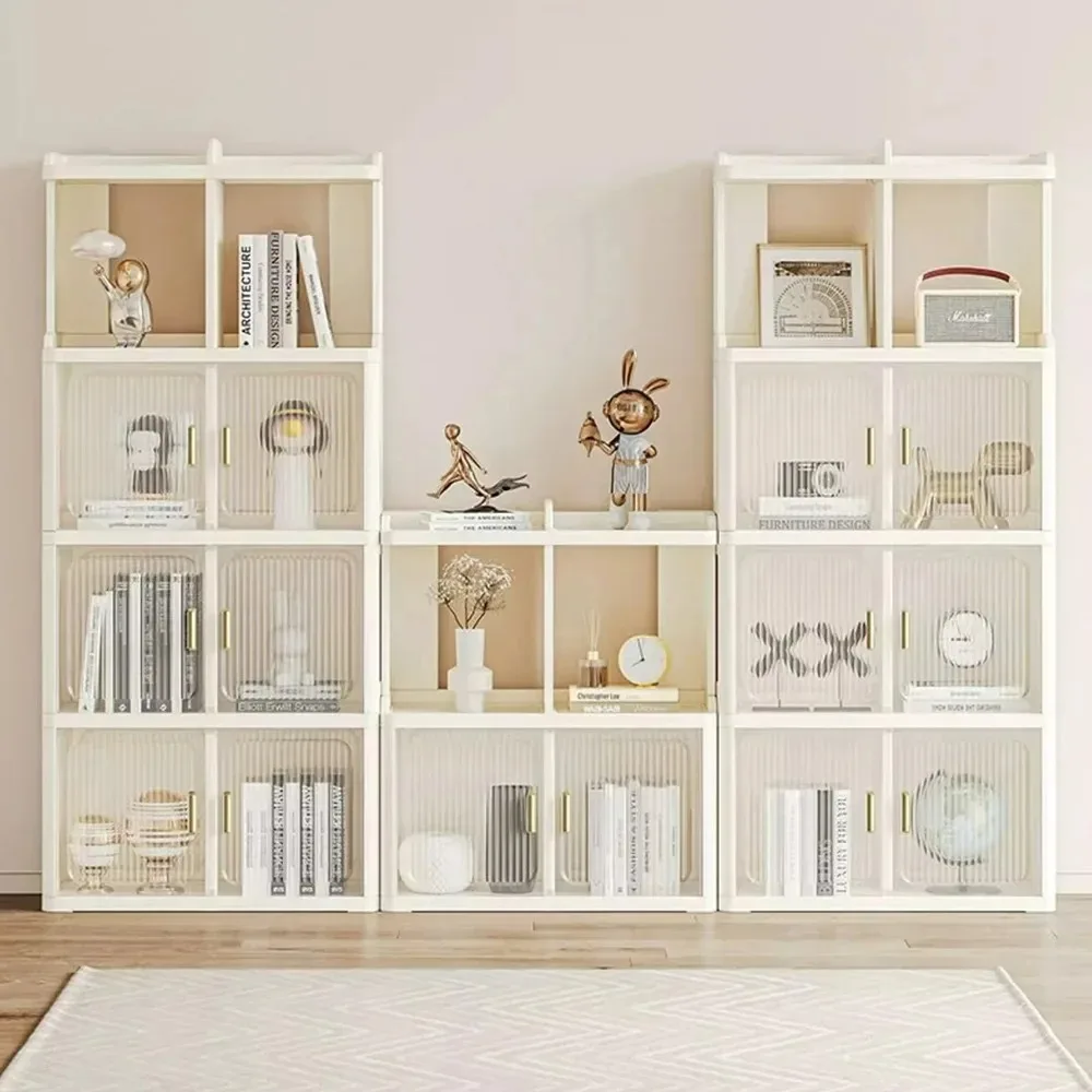 Transparent Bookcase Floor Storage Cabinet  Multi-layer Storage Rack Dustproof Wardrobe Storages Cabinet Transparent Bookcase