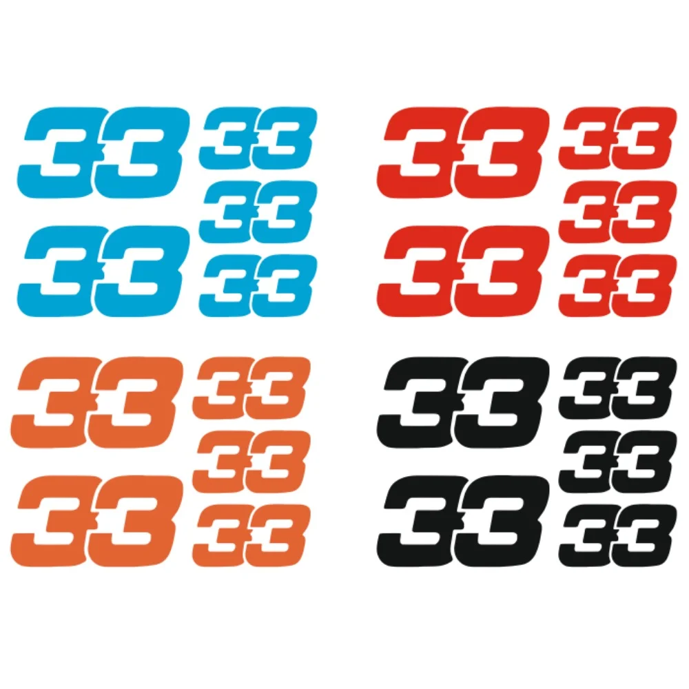 1SET Orange Number 33 Racing Stickers Waterproof Vinyl Decals for Motorcycle Car Helmet Wheel Decor