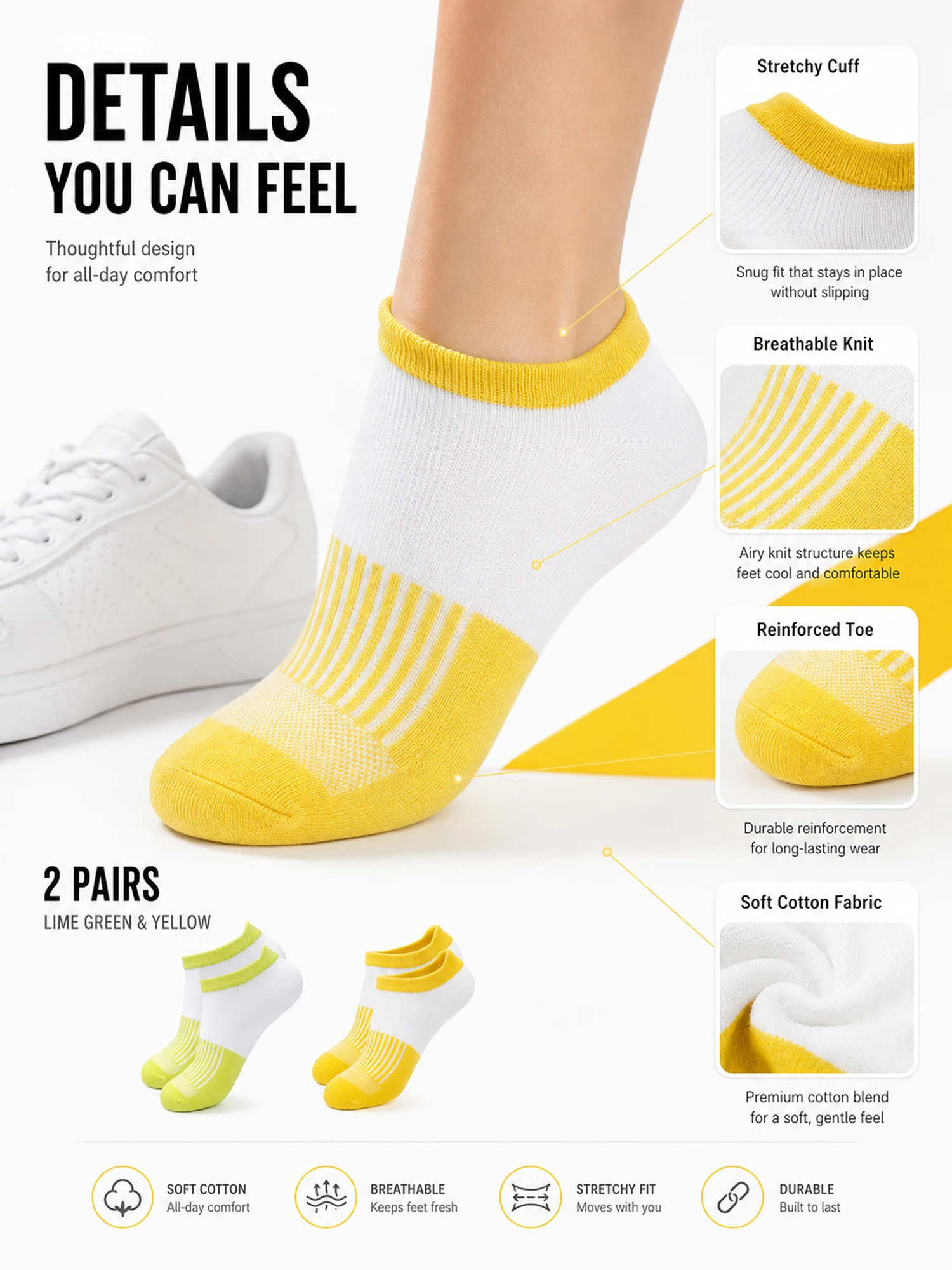 1/4/6 paires de chaussettes à blocs de couleurs pour femmes, chaussettes d'été respirantes en coton rembourré, coupe basse, pour sport, course à pied, antidérapantes, évacuant l'humidité