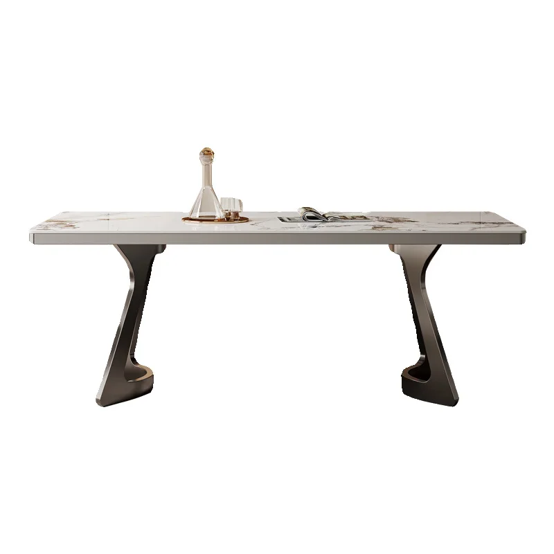 

Dining table modern simple small apartment household minimalist luxury stone rectangular table and chair combination