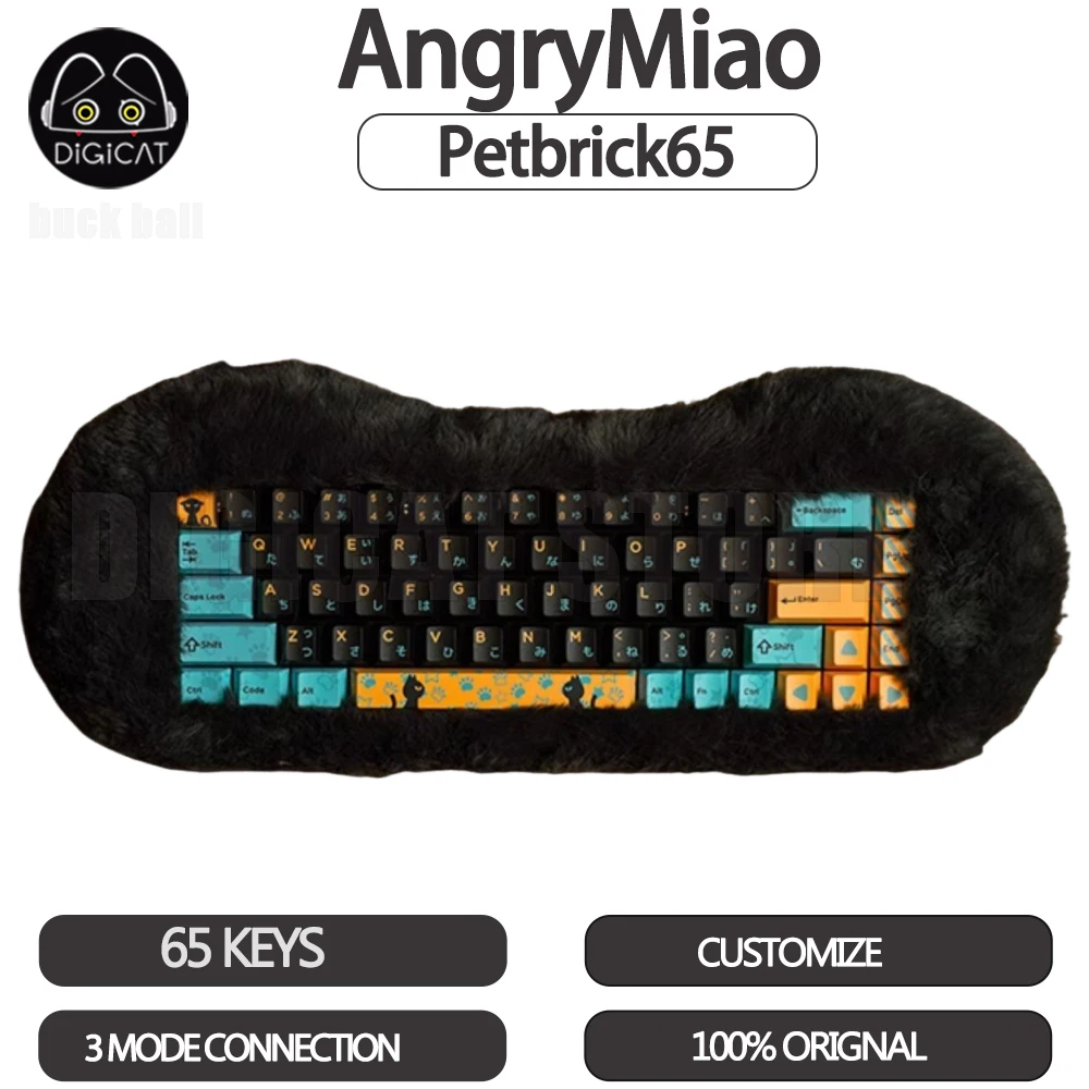 Angrymiao Petbrick65 Mechanical Keyboard 3Mode 2.4G Bluetooth Wireless Gamer Keyboard Rgb Backlit Computer Custom Keyboard Gifts