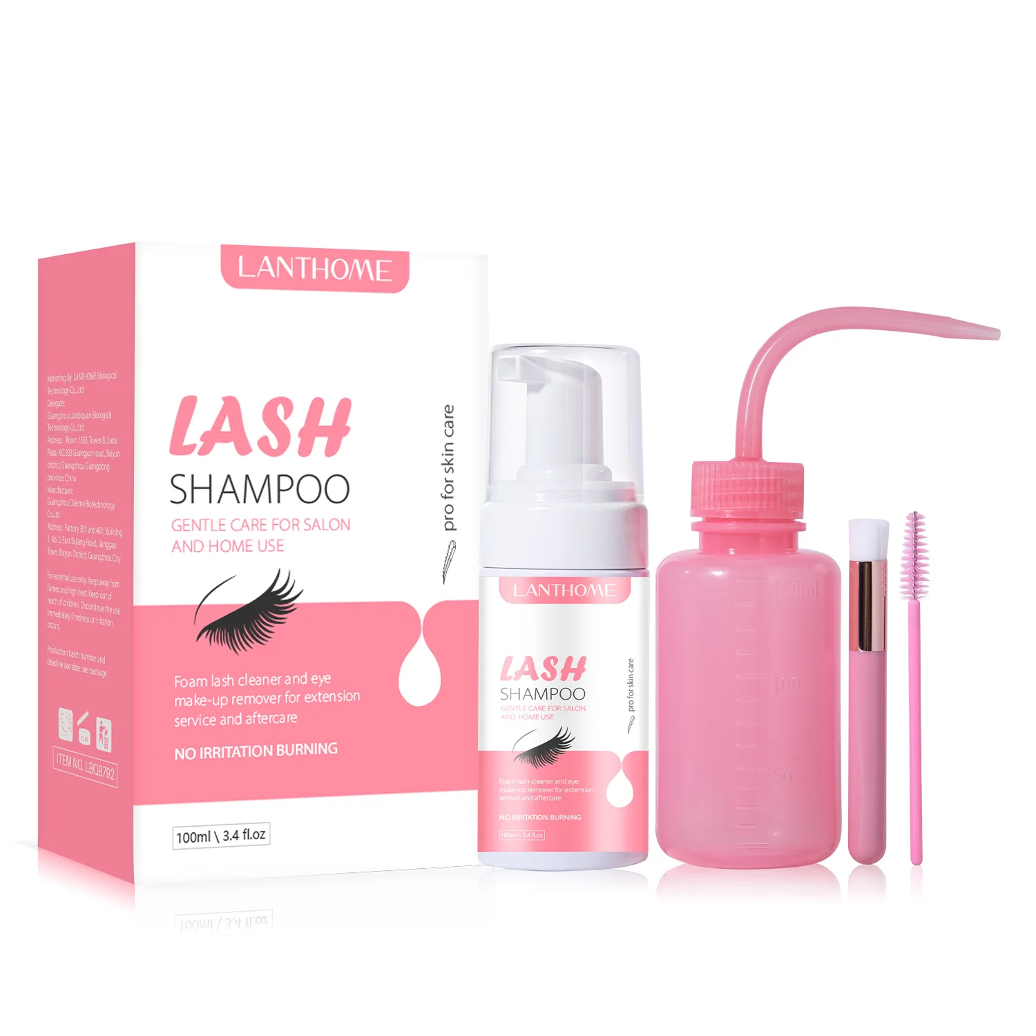 100ml Lan thome Wimpern verlängerung Shampoo Set Make-up Kleber Entfernung Schaum Tiefen reinigung Friseur für Frauen Persional Salon Heimgebrauch