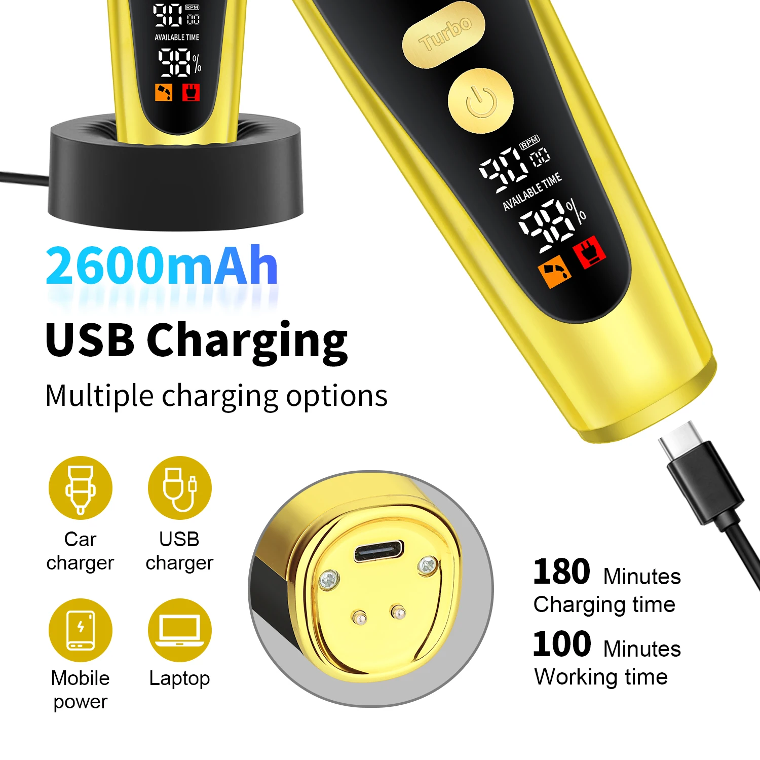 مجموعة أدوات تشذيب الشعر اللاسلكية الاحترافية، ماكينة تشذيب الشعر بمحرك مغناطيسي للرجال #3