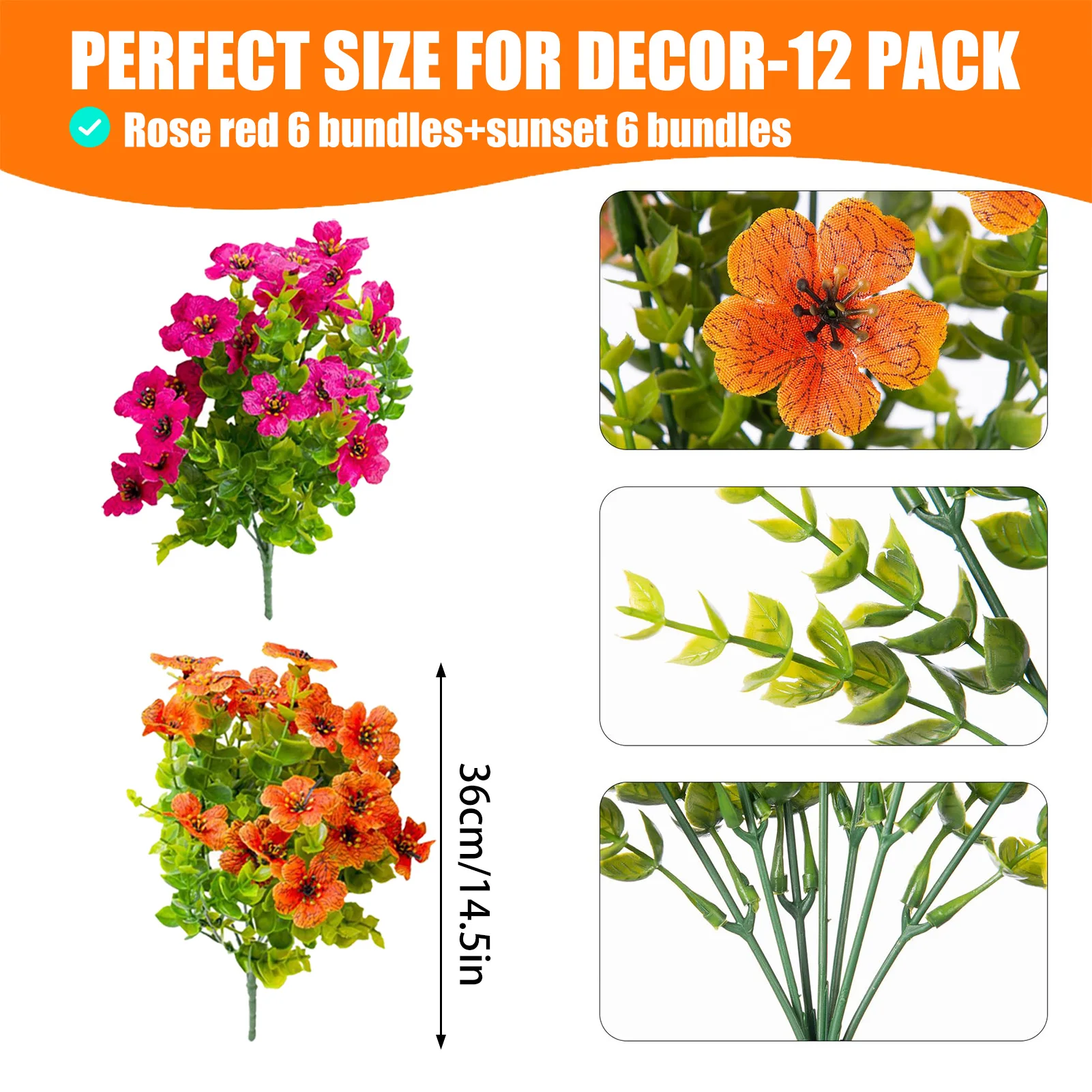 

7 Heads Simulated Eucalyptus Artificial Realistic Fake Flower Branch Ornament Valentine's Day Wedding Birthday Party Decorations