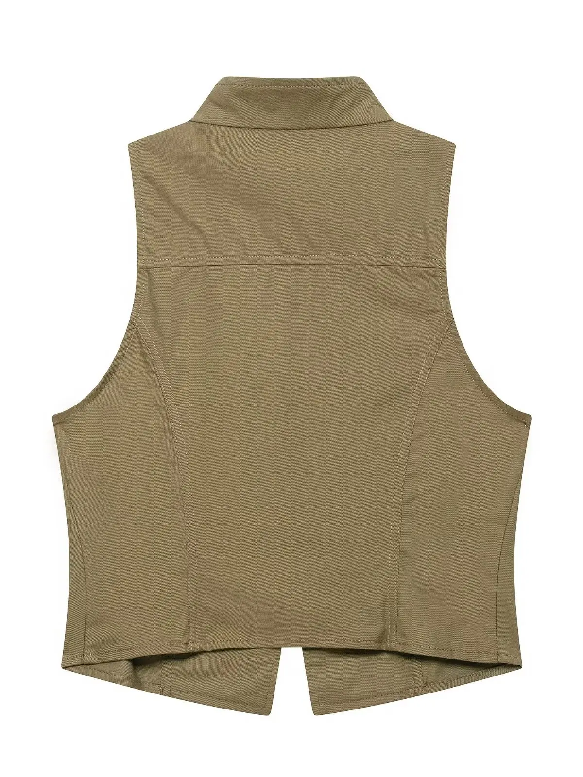 Women's American Retro Short Sleeveless Vest Zipper Placket Small Stand Collar Summer Outerwear Polyester Fiber Jacket