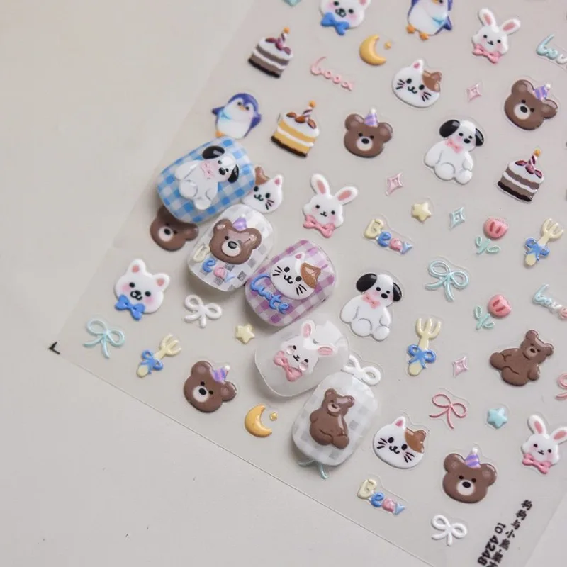 1 Sheet Kawaii Cartoon Animal 5D Puffy Dog Cat Stickers Retro DIY Craft Scrapbook Decals for Laptop Phone Case view 4