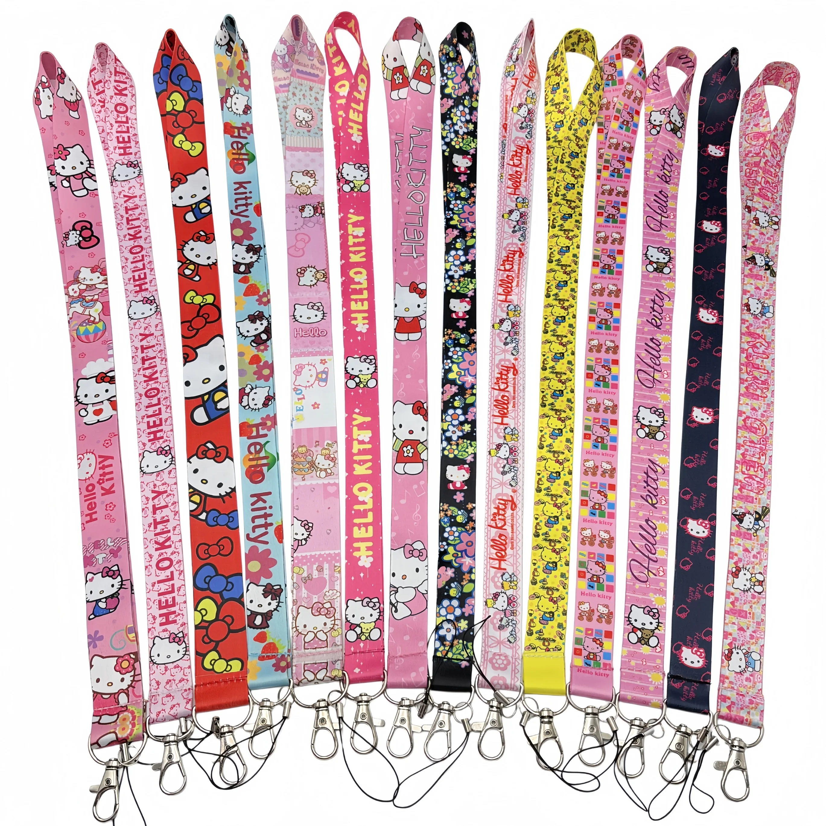 Sanrio Cute Hello Kitty Keychain ID Broch Hanging Rope Cartoon Cat Phone Neck with Keychain Phone Accessories