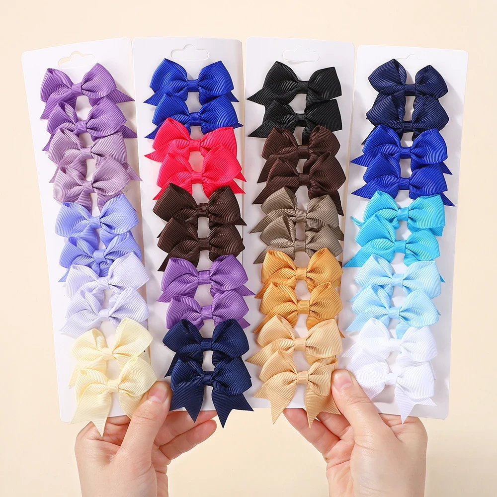 10 ชิ้น/เซ็ตน่ารัก Bows คลิปผมเด็กสี Candy สําหรับสาวเจ้าหญิง Hairpins Barrettes เด็ก Grosgrain อุปกรณ์เสริมผม