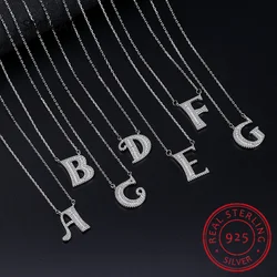 Fashion Tiny Moissanite Initial 26 Letter Pendant Necklace 925 Sterling Silver For Women Necklace Jewelry Accessories Xmas Gifts