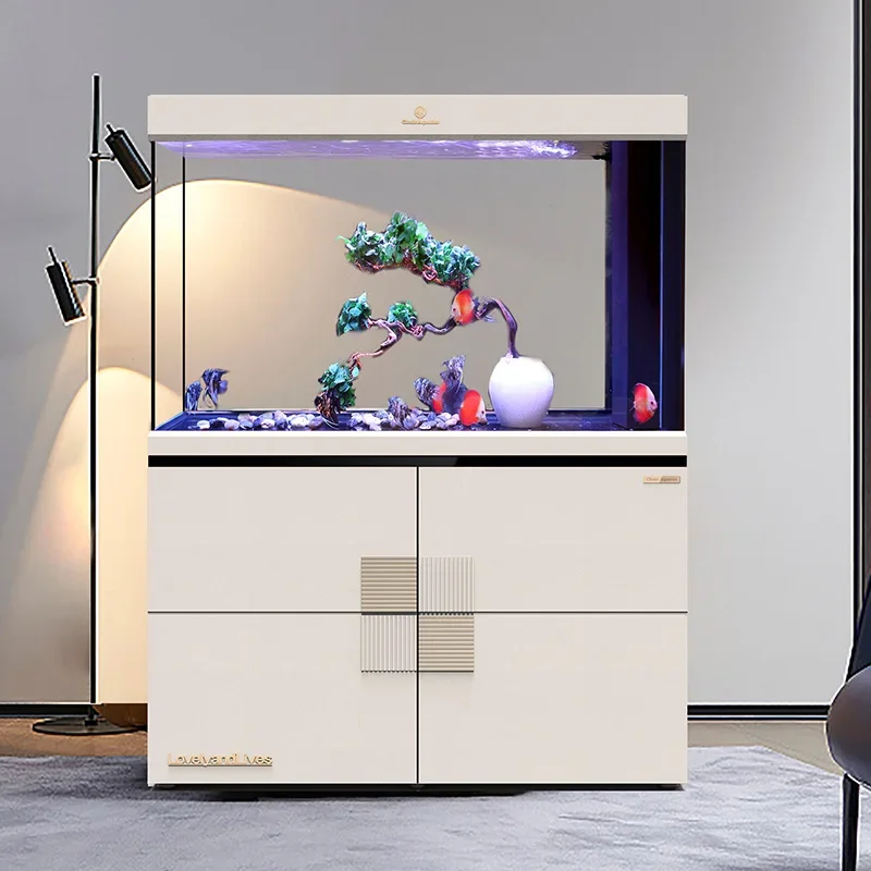 

fish tank intelligent small and medium living room Rubik's cube ecological ultra-white glass screen bottom filter aquarium