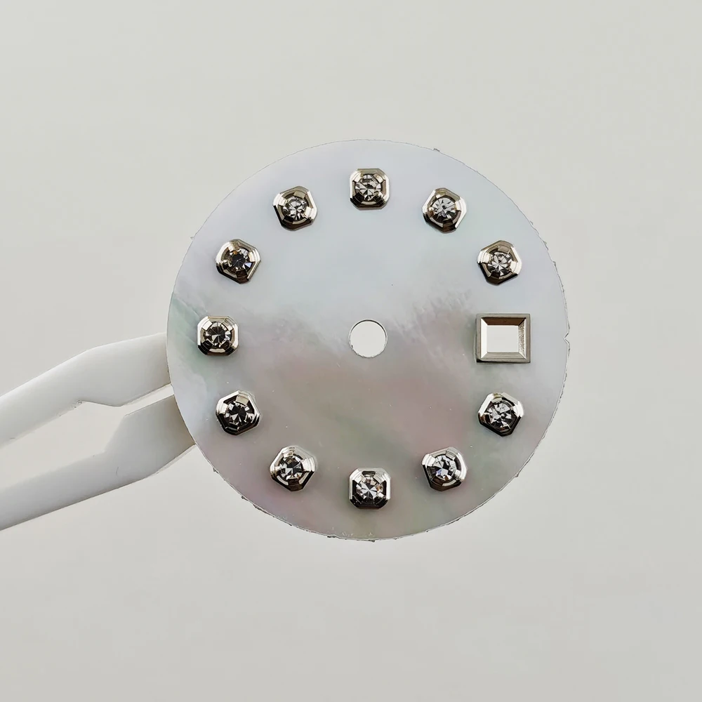 

20.5mm Pearl Watch Dial nh05 Dial Diamond Markers Pink White Blue Customizable logo fit 26mm NH05 Movement Watch Parts
