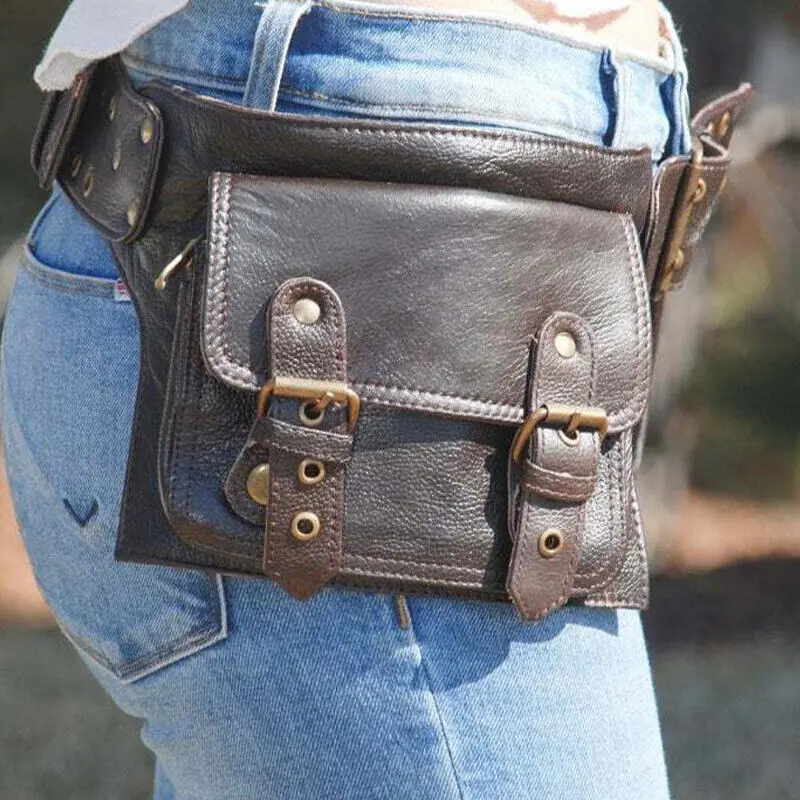 Sac de taille en similicuir médiéval, steampunk, ceinture de hanche, pochette de festival, portefeuille cosplay Kokor Larp
