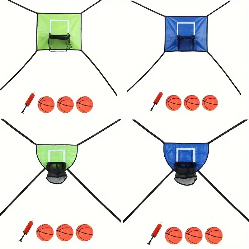 

Баскетбольная рамка для стрельбы по баскетбольной доске, квадратная, круглая, подходит для батута, батута, баскетбольной рамы + 1 насос + 3 мяча