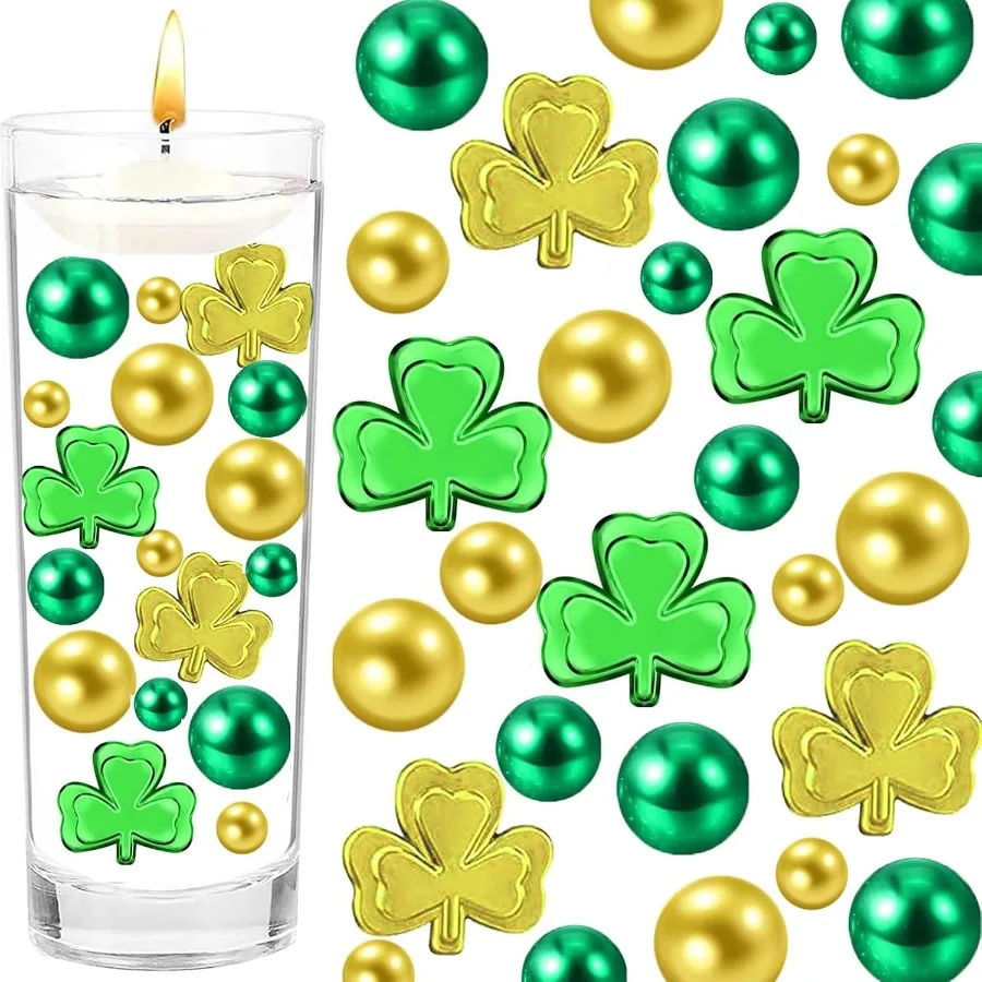 

76 Pieces St. Patrick's Vases Filler Shamrocks Orment for Vases Filler for Vases Centerpiece for St. Patrick's Festival Party T