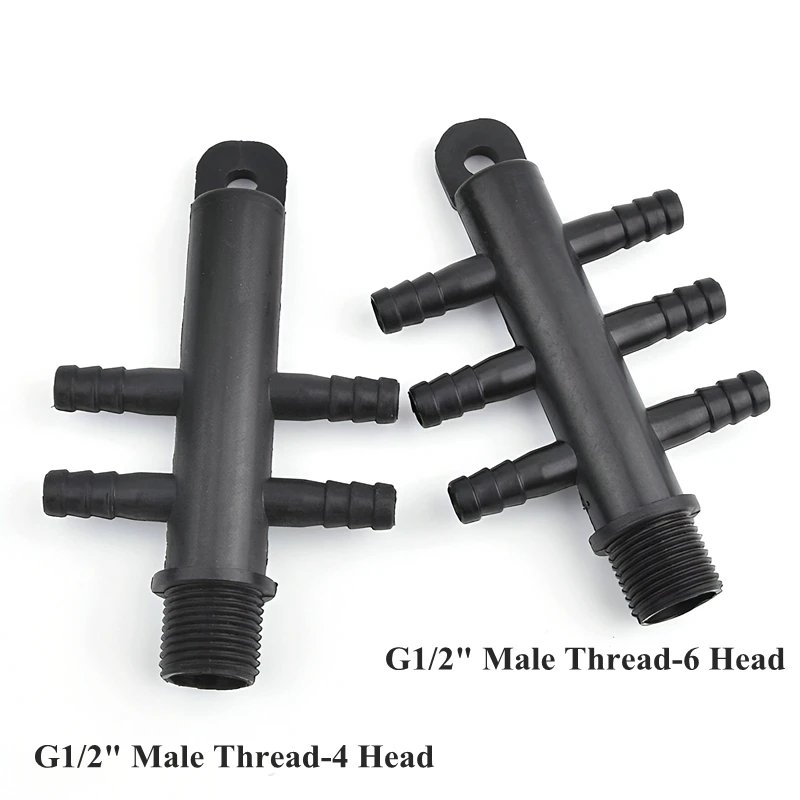 1/2'' Male Thread To 4/6 Head Splitter Aquarium Fish Tank Hose Splitter Connector Water Pump Oxygen Pump Gas Splitter