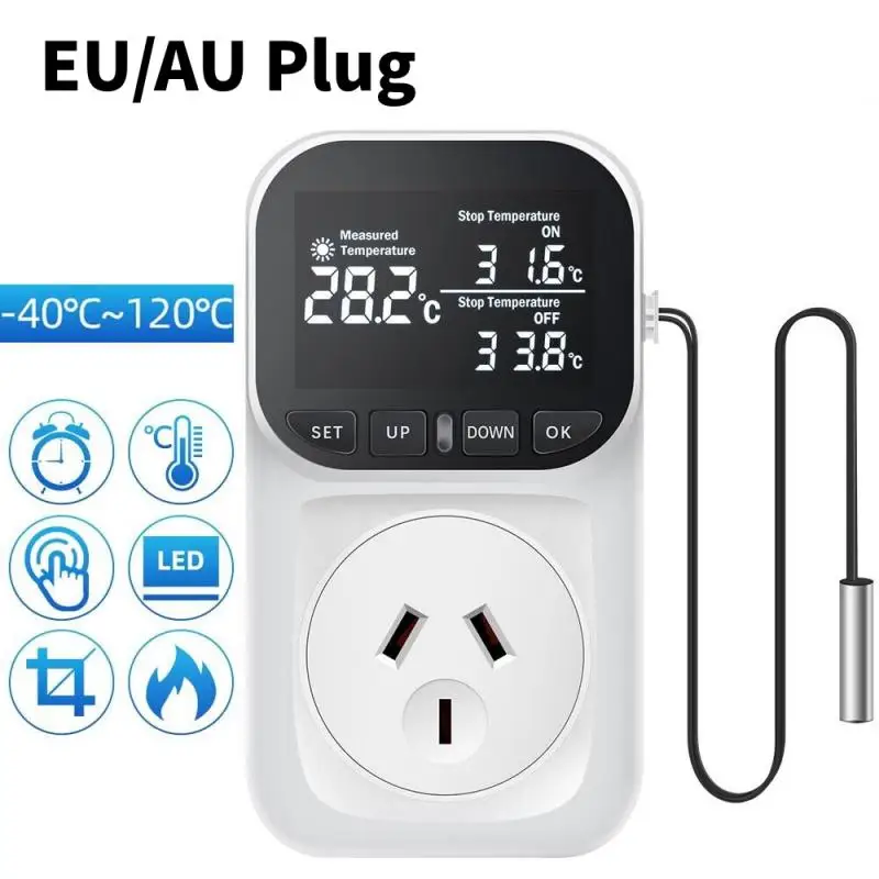 Digital Temperature Controller Socket Thermostat AU/EU Plug With Timer Switch Heating Cooling For Refrigerator Aquaculture