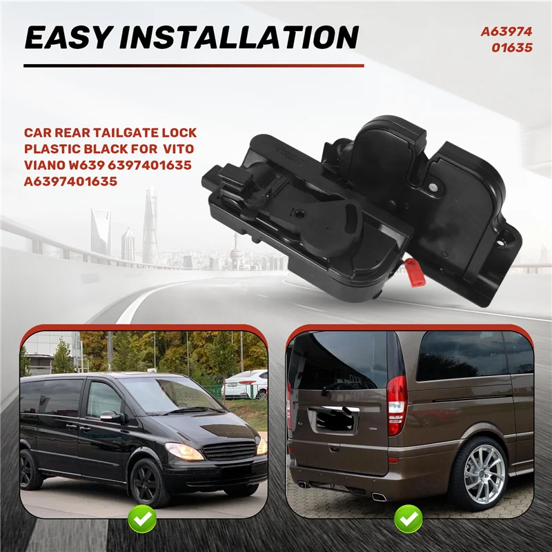 

Замок задней двери автомобиля, пластиковый черный для Mercedes Benz Vito Viano W639 6397401635 A6397401635