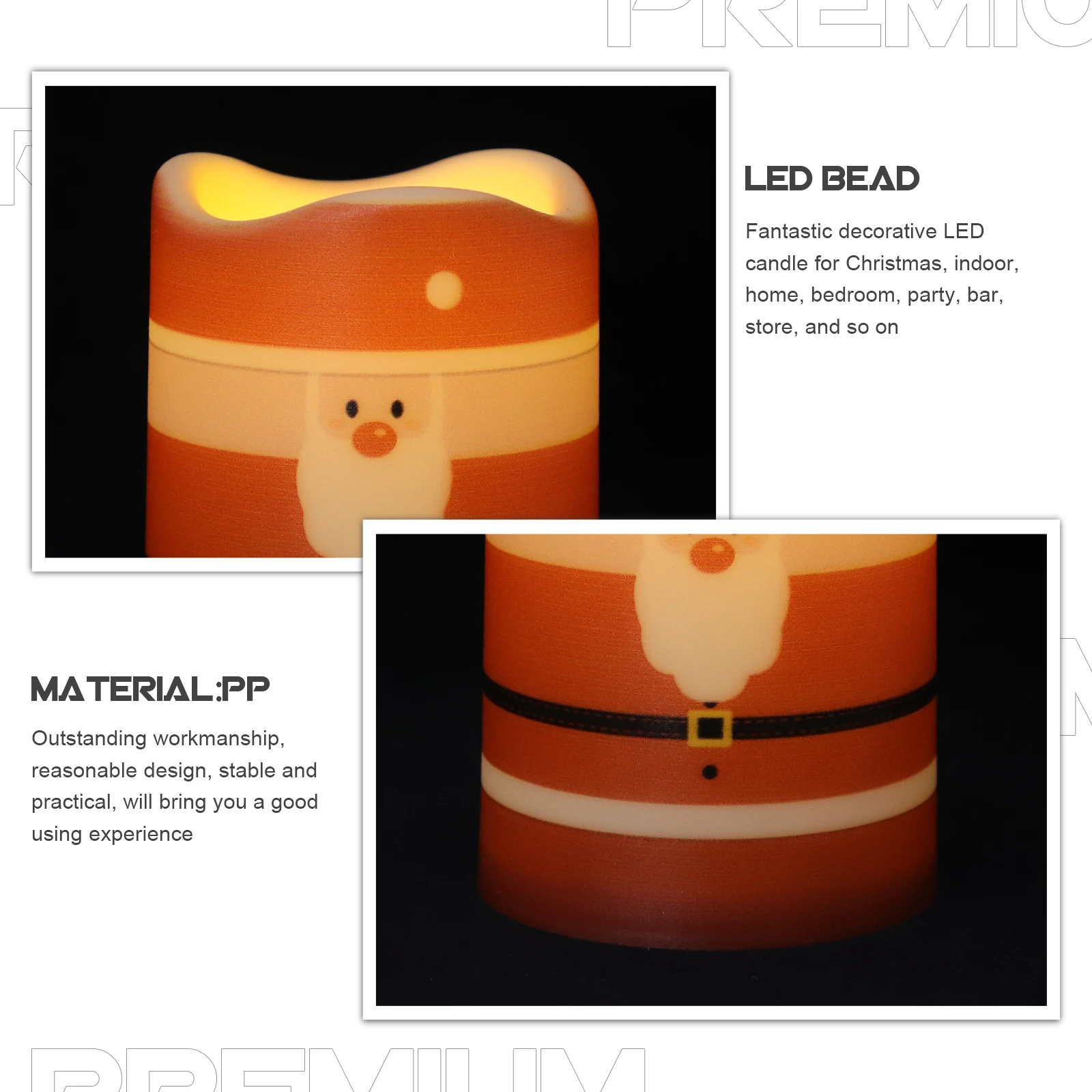 

3Pcs Christmas LED Durable Ornament Xmas Party Decoration Flameless Light Indoor Home Decor Flameless Candles