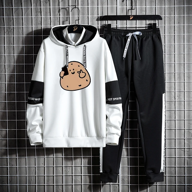 

Мужской комплект с худи и брюками: повседневная спортивная одежда, длинный рукав, длинные брюки, полиэстер, молодежный модный тренд, бренд Clete, осень 2025