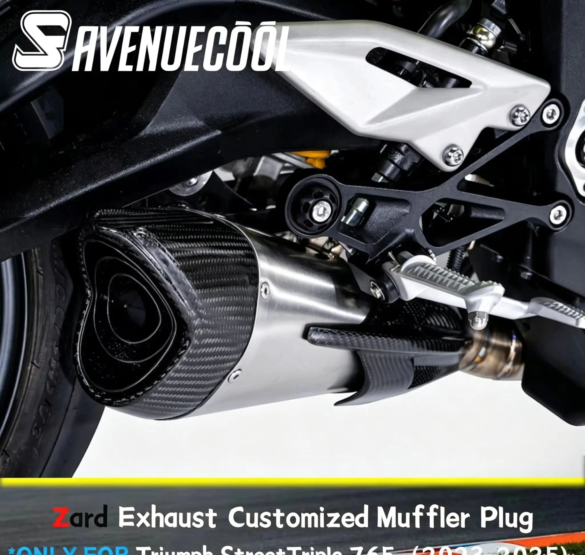 Avenuecoolstreettriple765 Motorcycle Modified Exhaust Pipe Stainless Steel Silencer Plug Modified Parts