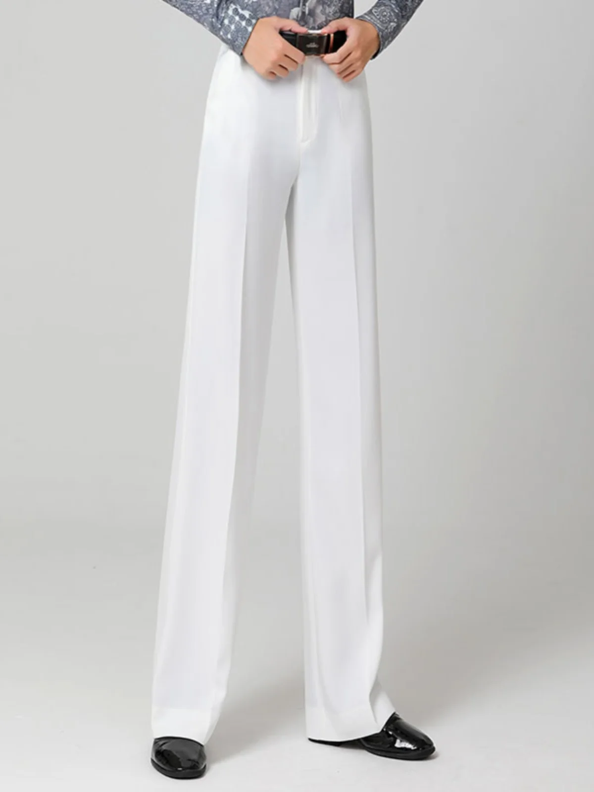 2025 국가 표준 댄스 전문 라틴 댄스 바지 남성용 새 댄스 의상 화이트 스트레이트 고급 모던 댄스 바지