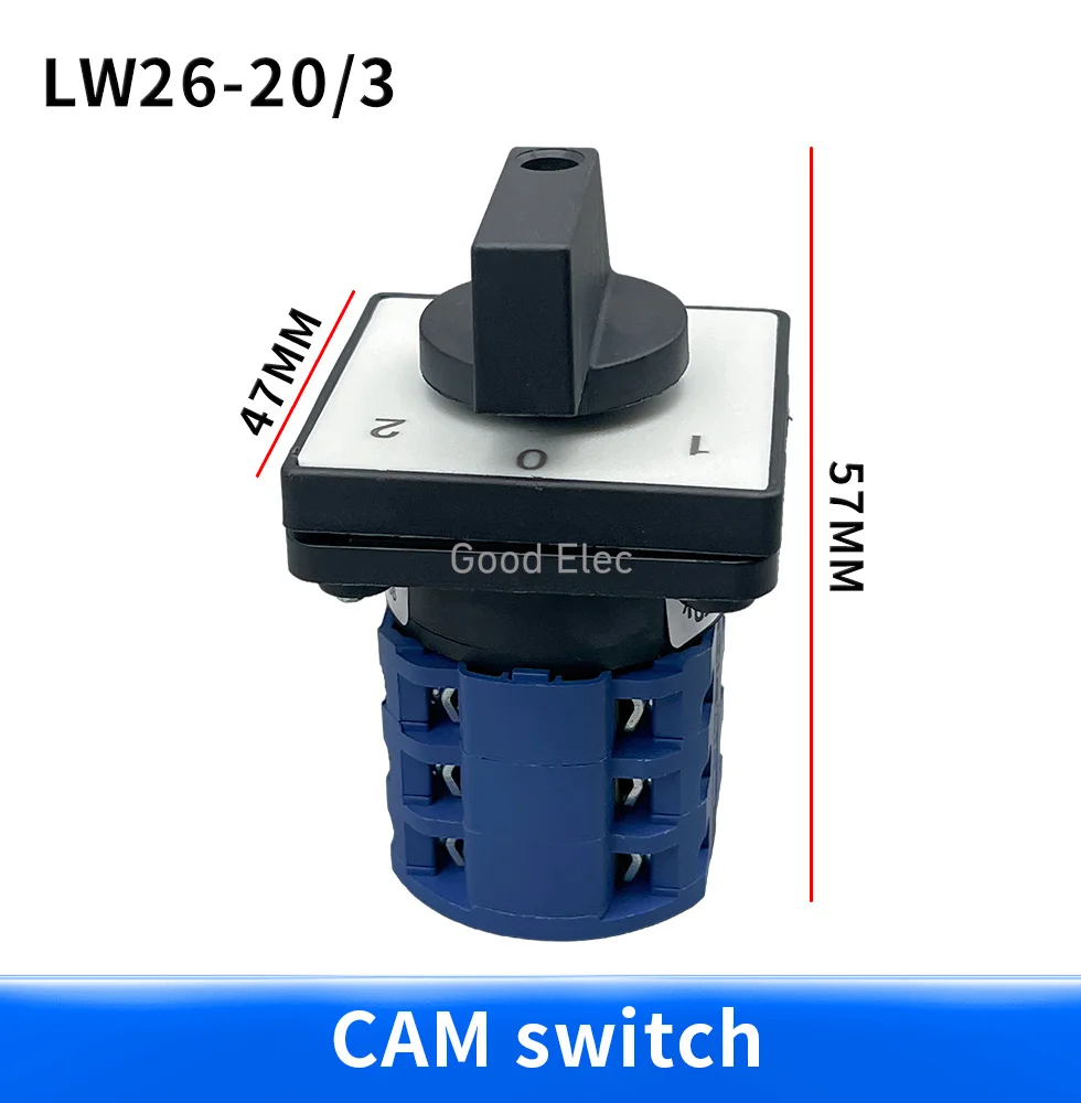 1PCS LW26-20/3 1-0-2 AC 500V 20A Universal Rotary Selector 1-0-2 On-Off-On 3 Positions Cam Changeover Switch