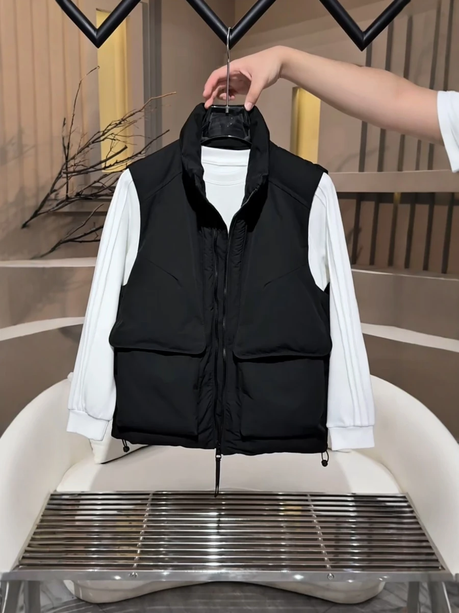 

Faionable Cotton Vest for Men Casual Stand Collar Svel Top Workwear Simple Color New Arrival Autumn Winter