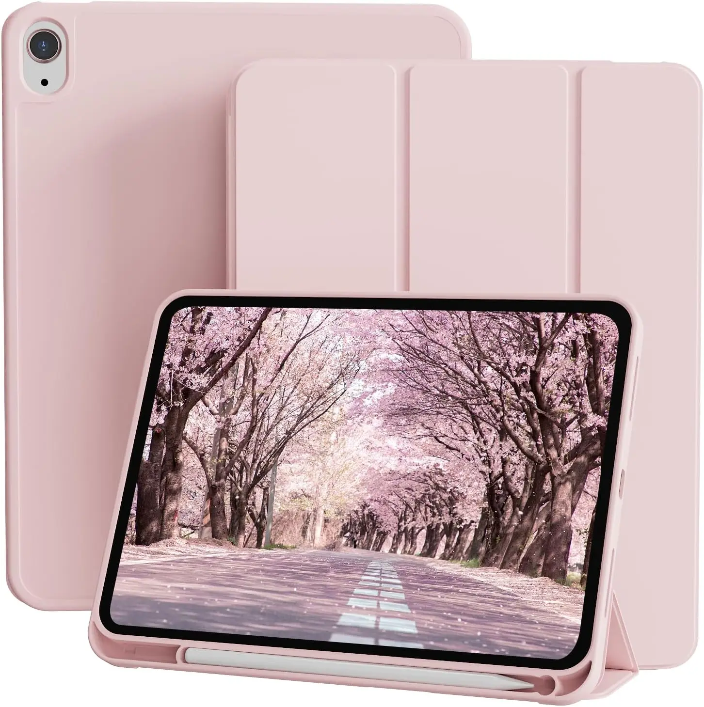 حافظة لجهاز iPad (A16) الجيل 11th/10th (11/10.9 بوصة، 2025/2022) مع حامل قلم رصاص، غطاء ذكي بحامل ثلاثي الطي ونحيف من مادة TPU