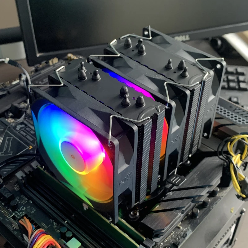 

CPU Air-cooled Cooler 6 Heatpipes 4PIN PWM RGB PC Radiator For Intel LGA 1150 1151 1156 1366 1200 1700 2011 AM4 AM5 Ventilador