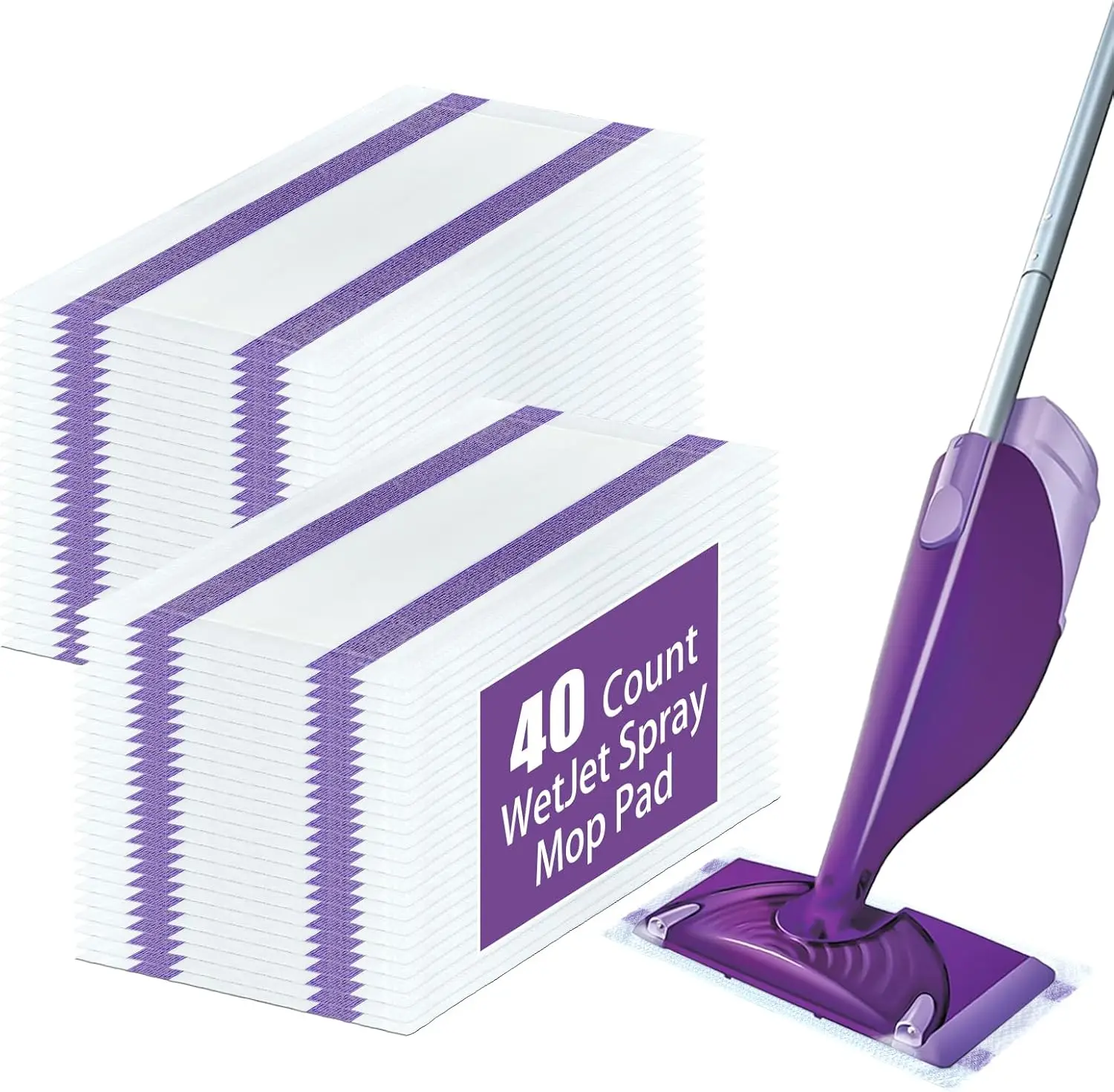 Paquete de 40 repuestos de almohadillas desechables para mopa Wet Jet, compatibles con mopas con velcro, para limpieza de suelos multisuperficie