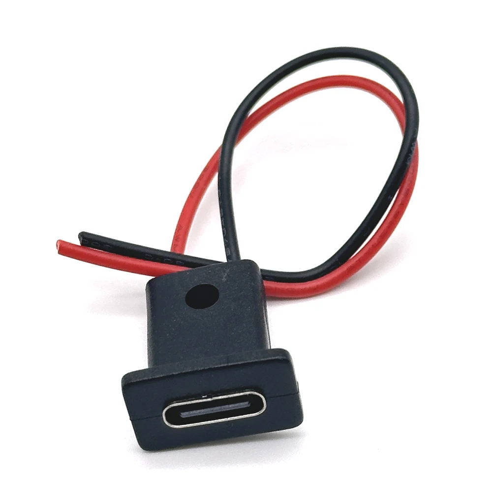 2Pin USB-C Type Waterproof USB Connector Direct Compression Female Base Female Socket Charging Interface With Welding Wire ZH1.5